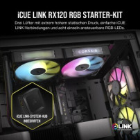 Corsair iCUE Link RX120 RGB Triple Starter Kit - Ventola per case - 120 mm - Nero (confezione da 3)