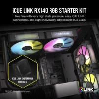 Corsair iCUE Link RX140 RGB Twin Starter Kit - Ventola per case - 140 mm - Nero (confezione da 3)