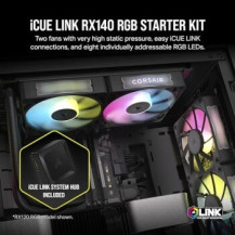 Corsair iCUE Link RX140 RGB Twin Starter Kit - Ventola per case - 140 mm - Nero (confezione da 3)