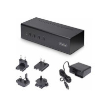 StarTech.com Switch KVM DisplayPort a 4 porte e doppio monitor, 4K 60Hz, 2 porte hub USB 5 Gbps, 2 porte USB 2.0 HID, commutazio