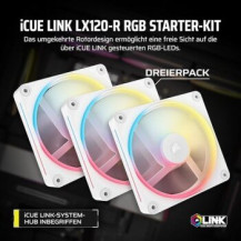 Corsair iCUE Link LX120-R RGB Starter Kit - Ventola per case - Pale della ventola invertite - 120 mm - bianco (confezione da 3)