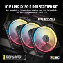 Corsair iCUE Link LX120-R RGB - Ventola per case - Pale della ventola invertite - 120 mm - Nero (confezione da 3)