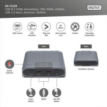 DIGITUS Stazione di clonazione USB M.2 NVMe, SSD, NVMe, 20 Gbit, USB 3.2 Gen2, alluminio, senza attrezzi