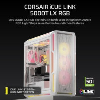 Corsair iCUE LINK 5000T LX RGB - Mid tower Gaming - E-ATX - Pannello laterale con finestra (vetro temperato)