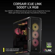 Corsair iCUE LINK 5000T LX RGB - Mid tower Gaming - E-ATX - Pannello laterale con finestra (vetro temperato)