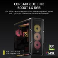 Corsair iCUE LINK 5000T LX RGB - Mid tower Gaming - E-ATX - Pannello laterale con finestra (vetro temperato)