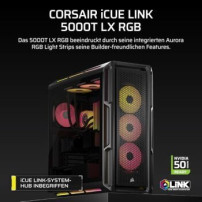 Corsair iCUE LINK 5000T LX RGB - Mid tower Gaming - E-ATX - Pannello laterale con finestra (vetro temperato)