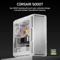 Corsair 5000T - Mid tower - E-ATX - Pannello laterale con finestra (vetro temperato)