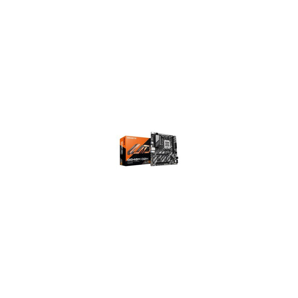 GIGABYTE B840M D2H Scheda madre - CPU AMD Ryzen 9000, VRM a 5+2+2 fasi, fino a 7600 MHz DDR5, 1xPCIe 4.0 + 1xPCIe 3.0