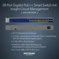 NETGEAR GS728TXUP Gestito Gigabit Ethernet (10/100/1000) Supporto Power over Ethernet (PoE) 1U Grigio