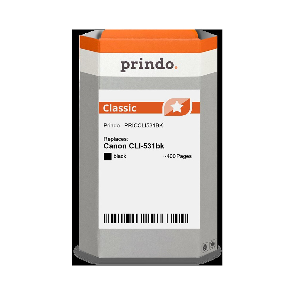 compatibile con Canon CLI-531bk nero (6118C001)  Prindo Classic nero Cartuccia d'inchiostro