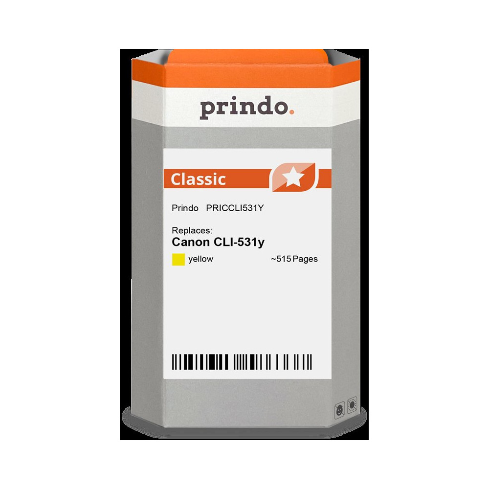 compatibile con Canon CLI-531y giallo (6121C001)  Prindo Classic giallo Cartuccia d'inchiostro
