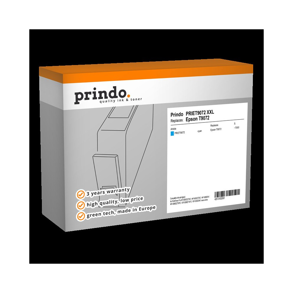compatibile con Epson T9072 XXL ciano  Prindo Classic XXL ciano Cartuccia d'inchiostro
