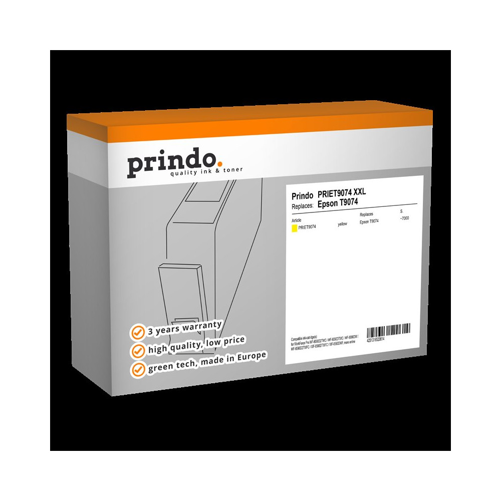 compatibile con Epson T9074 XXL giallo, Epson T9074 XXL giallo  Prindo Classic XXL giallo Cartuccia d'inchiostro
