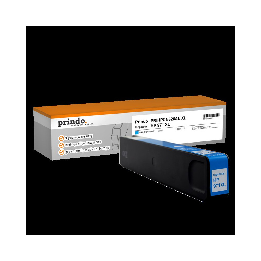 compatibile con HP 971 XL ciano  Prindo Classic XL ciano Cartuccia d'inchiostro