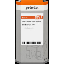 compatibile con Brother TZe-135  Prindo Basic Nastro Bianco su trasparente