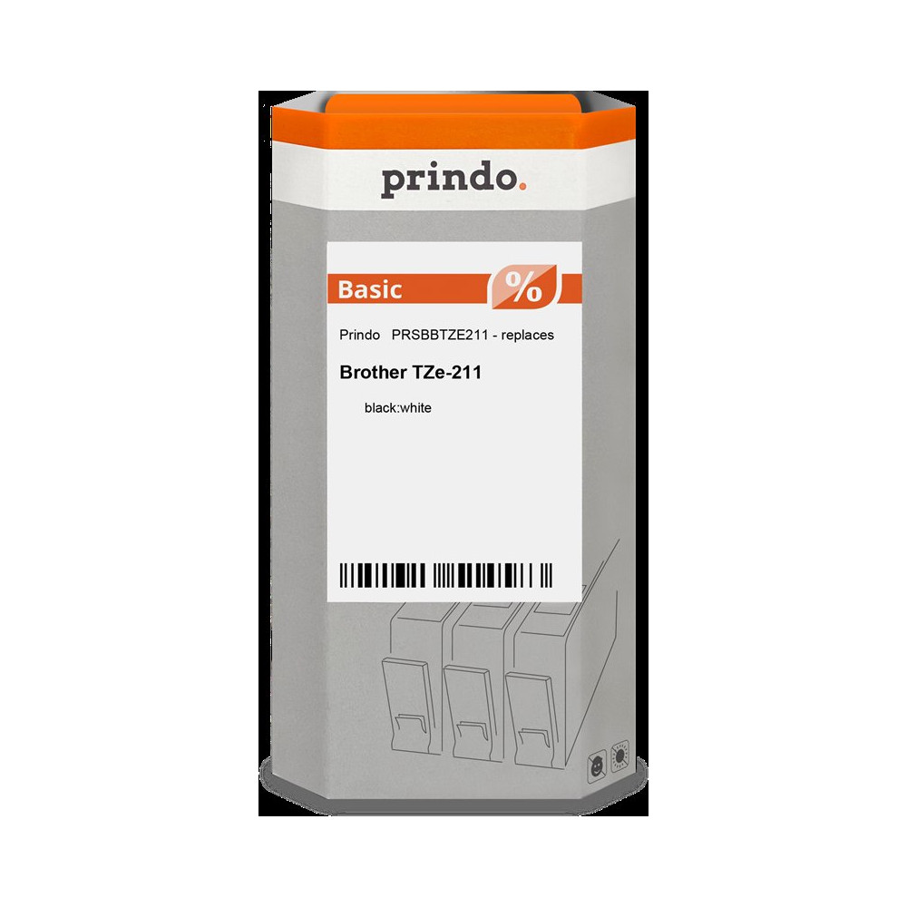 compatibile con Brother TZe-211  Prindo Basic Nastro Nero su bianco