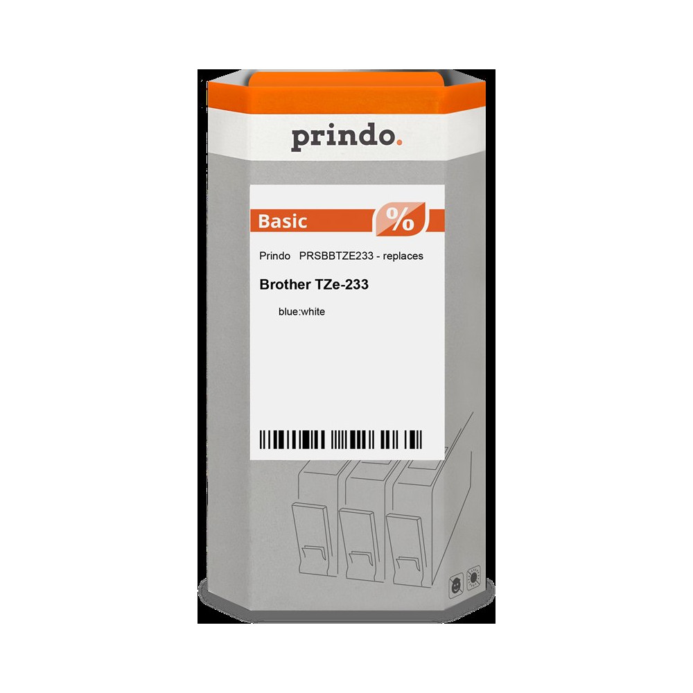 compatibile con Brother TZe-233  Prindo Basic Nastro Blu su bianco