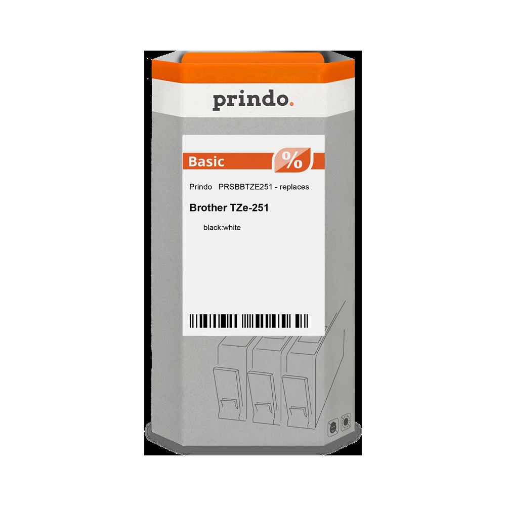 compatibile con Brother TZe-251  Prindo Basic Nastro Nero su bianco