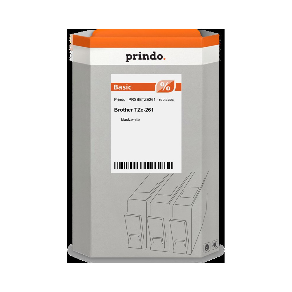 compatibile con Brother TZe-261  Prindo Basic Nastro Nero su bianco