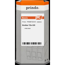 compatibile con Brother TZe-335  Prindo Basic Nastro Bianco su nero
