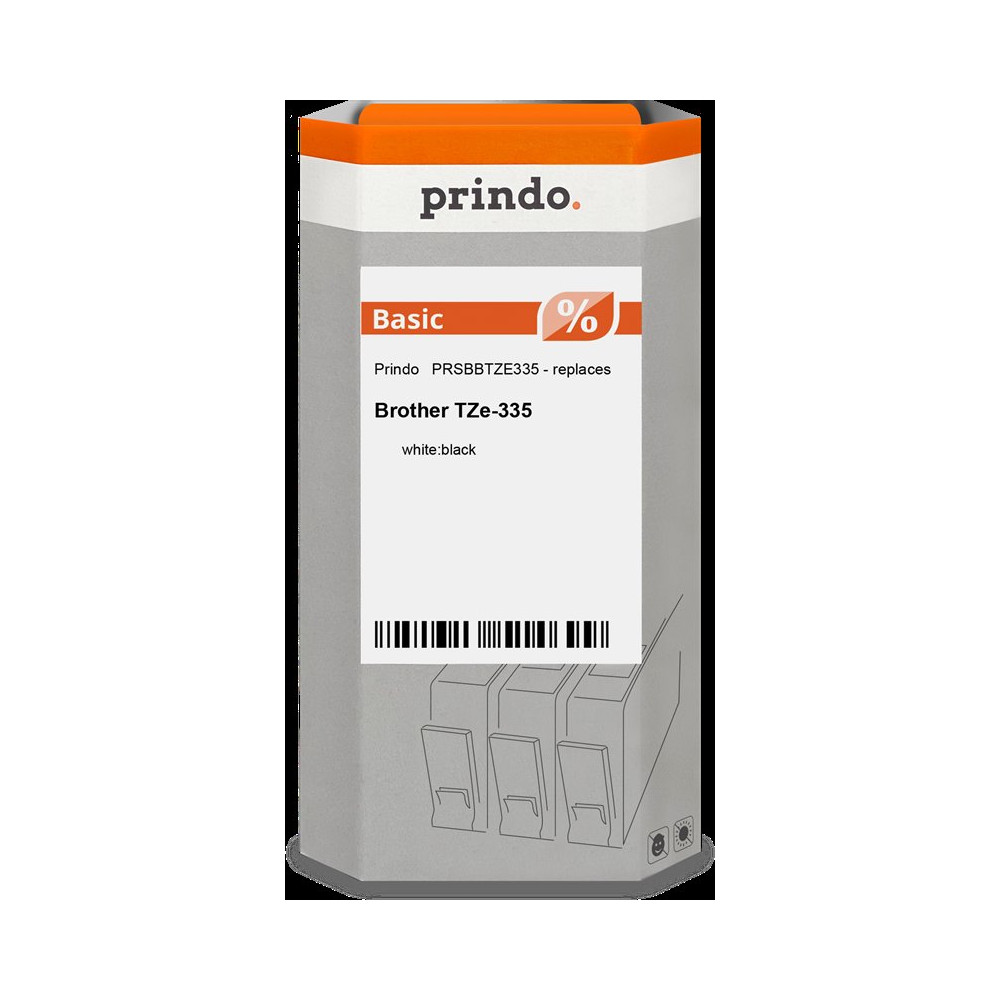 compatibile con Brother TZe-335  Prindo Basic Nastro Bianco su nero