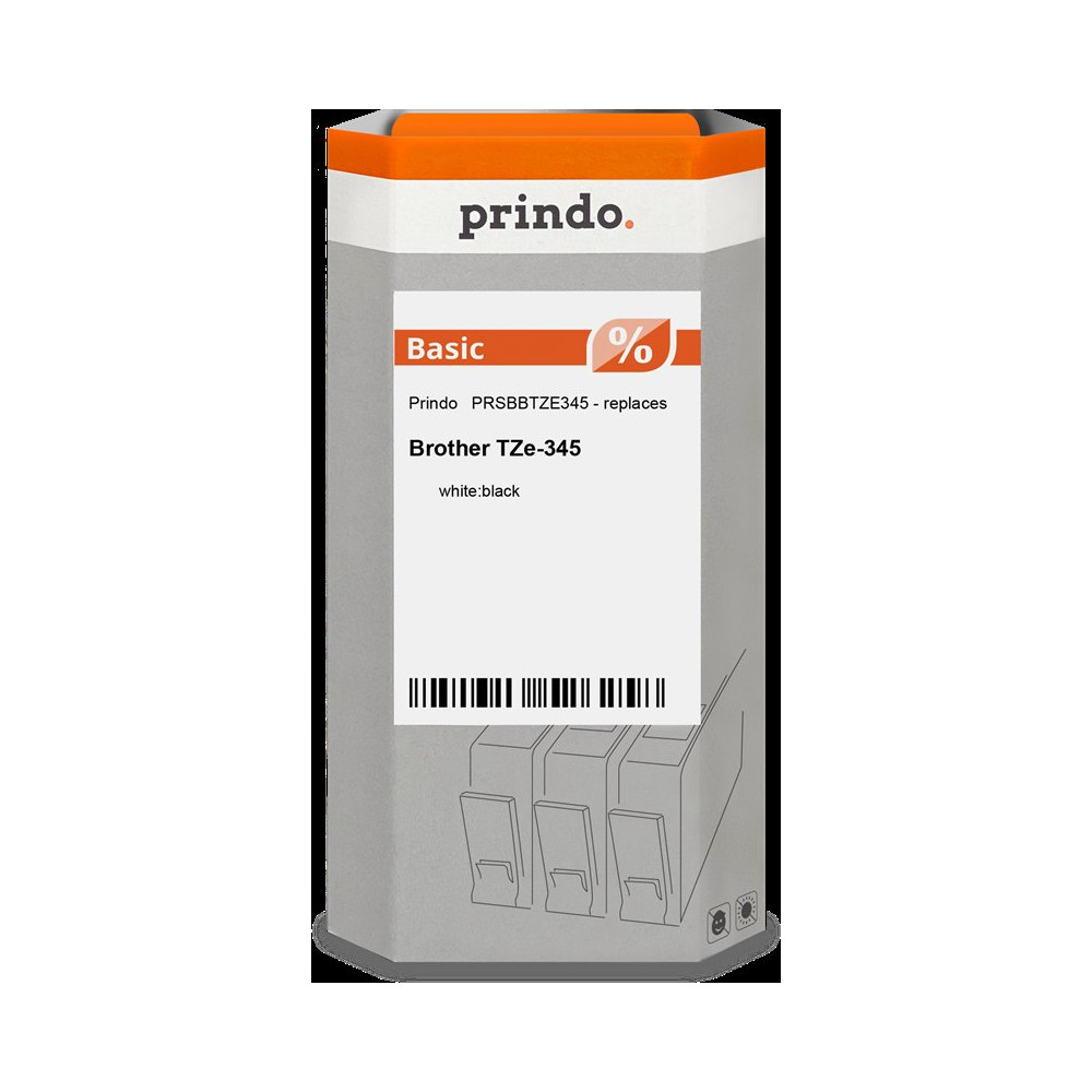 compatibile con Brother TZe-345  Prindo Basic Nastro Bianco su nero