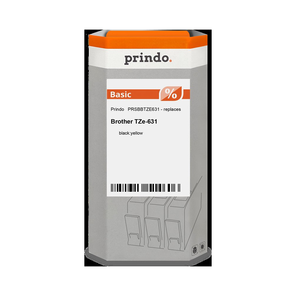 compatibile con Brother TZe-631  Prindo Basic Nastro Nero su giallo