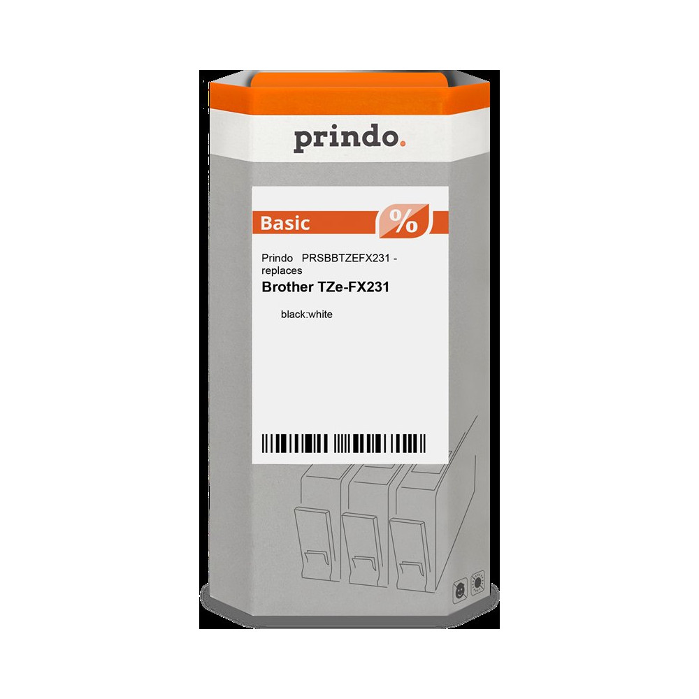 compatibile con Brother TZe-FX231  Prindo Basic Nastro Nero su bianco