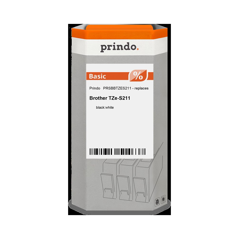 compatibile con Brother TZe-S211  Prindo Basic Nastro Nero su bianco