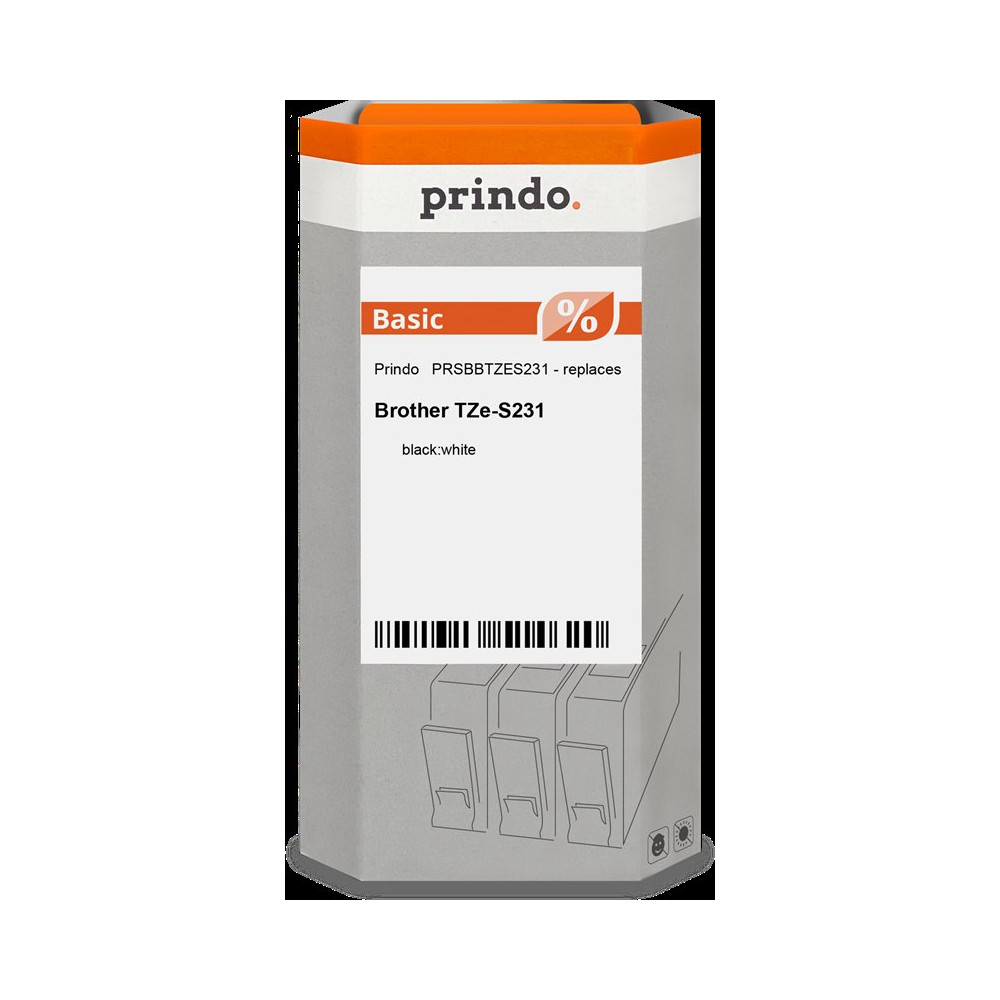 compatibile con Brother TZe-S231  Prindo Basic Nastro Nero su bianco