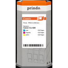 compatibile con Canon CLI-526  Prindo Classic Multipack ciano / magenta / giallo