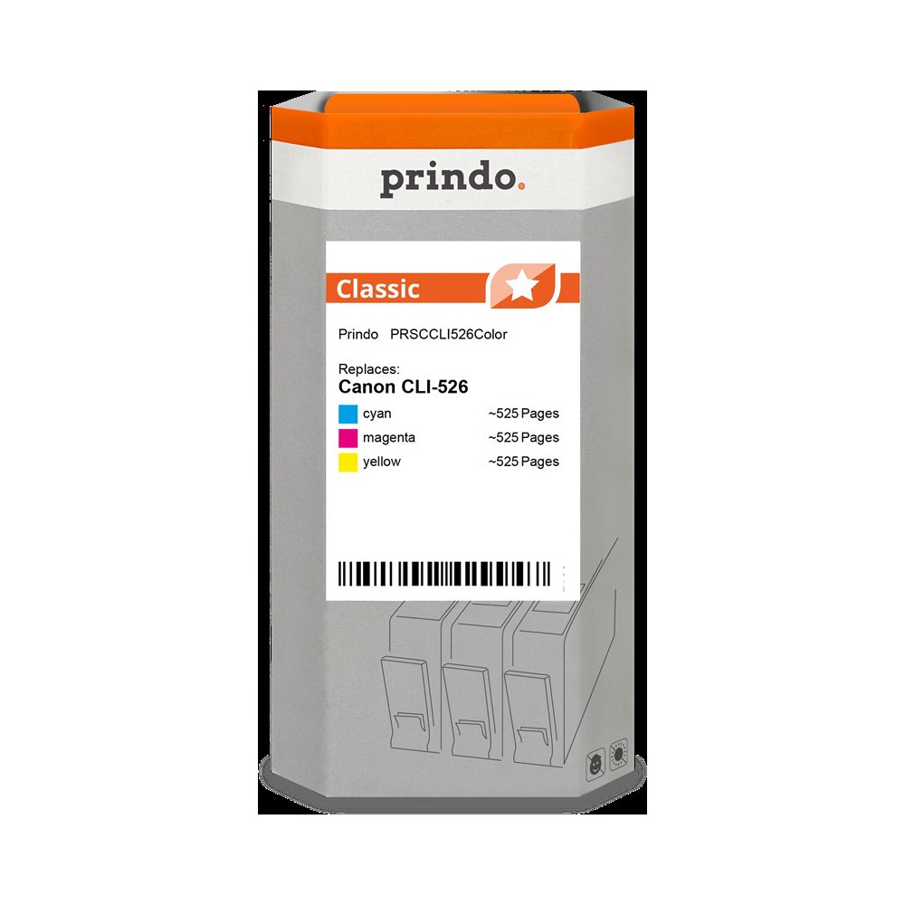 compatibile con Canon CLI-526  Prindo Classic Multipack ciano / magenta / giallo