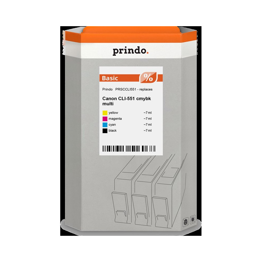 compatibile con Canon CLI-551  Prindo Basic Multipack nero / ciano / magenta / giallo