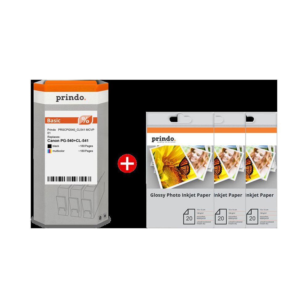 compatibile con Canon PG-540+CL-541  Prindo Basic nero / differenti colori / Bianco Value Pack