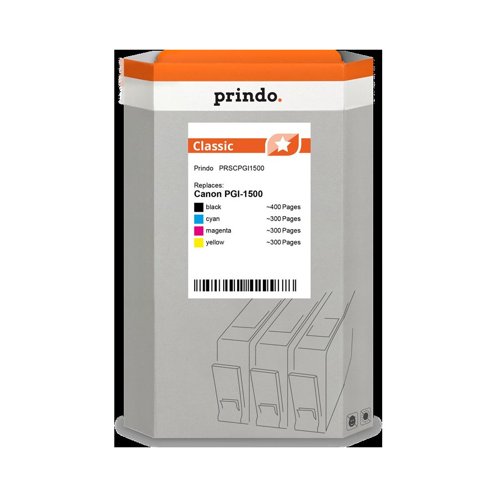 compatibile con Canon PGI-1500  Prindo Classic Multipack nero / ciano / magenta / giallo