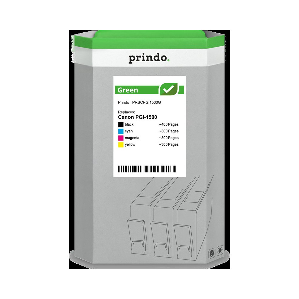 compatibile con Canon PGI-1500  Prindo Green Multipack nero / ciano / magenta / giallo