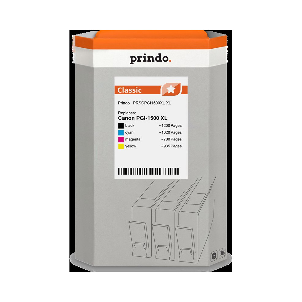 compatibile con Canon PGI-1500 XL  Prindo Classic XL Multipack nero / ciano / magenta / giallo