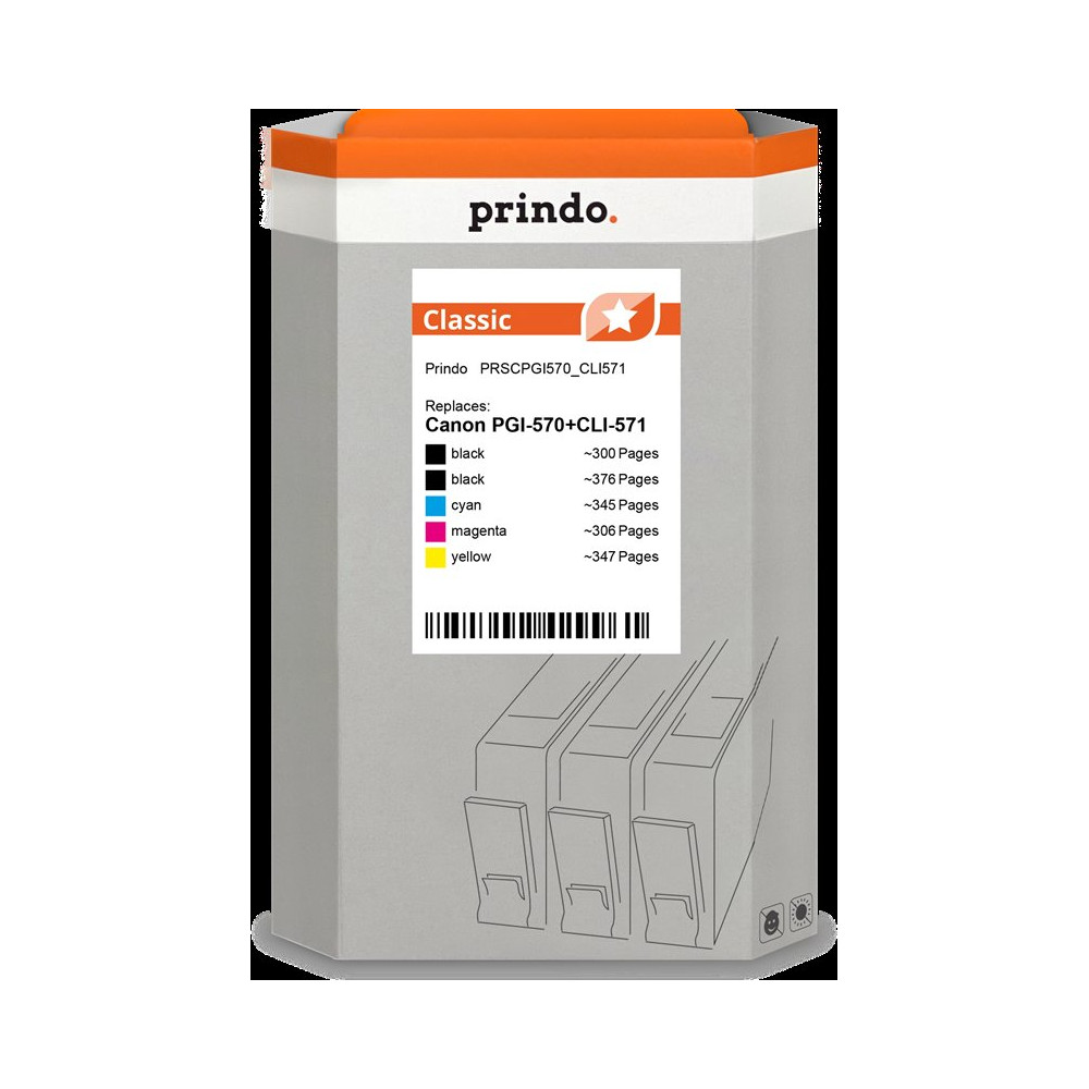 compatibile con Canon PGI-570+CLI-571  Prindo Classic Multipack nero / nero / ciano / magenta / giallo
