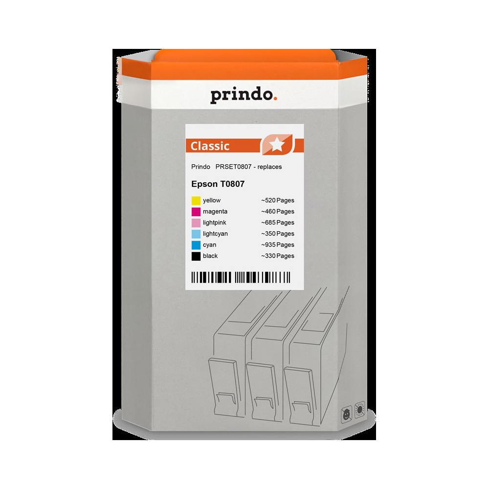 compatibile con Epson T0807  Prindo Classic Multipack nero / ciano / magenta / giallo / ciano (chiaro) / magenta (chiaro)