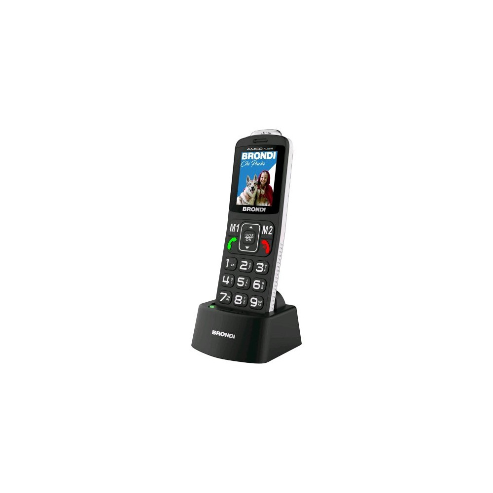 BRONDI AMICO FLASH DUAL SIM 2" EASY PHONE AMIO DISPLAY TASTO SOS TASTI GRANDI RETROILLUMINATI ANNUNCIO DEL NUMERO DIGITATO GESTI
