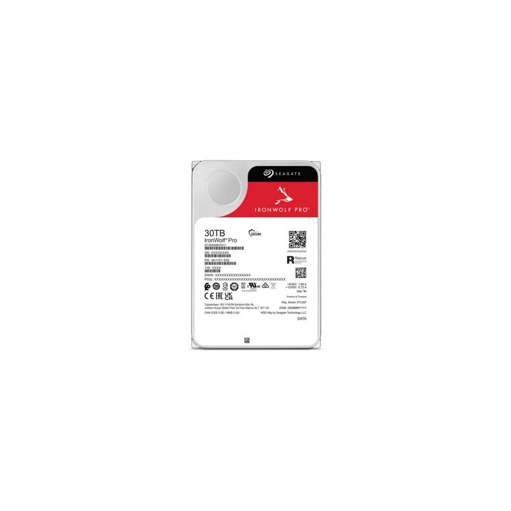 Seagate IronWolf Pro ST30000NT011 disco rigido interno 30 TB 7200 Giri/min 512 MB 3.5" Serial ATA III