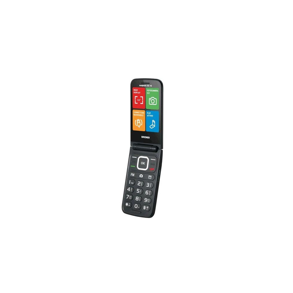 BRONDI MAGNUM XXL 4G DUAL SIM 3.2" CLAMSHELL FLIP ATTIVO TASTI RETROILLUMINATI MEMORIE DIRETT DA 2 A 9 4G ITALIA GUNMETAL GREY