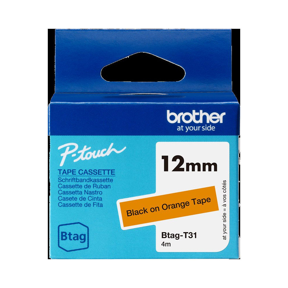 Brother Btag-T31 Nastro Nero su arancione