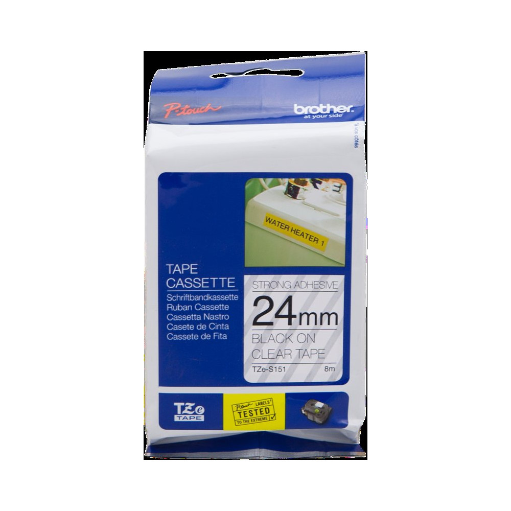 Brother TZe-S151 Nastro Nero su trasparente