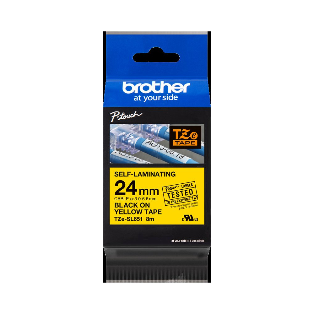 Brother TZe-SL651 Nastro Nero su giallo
