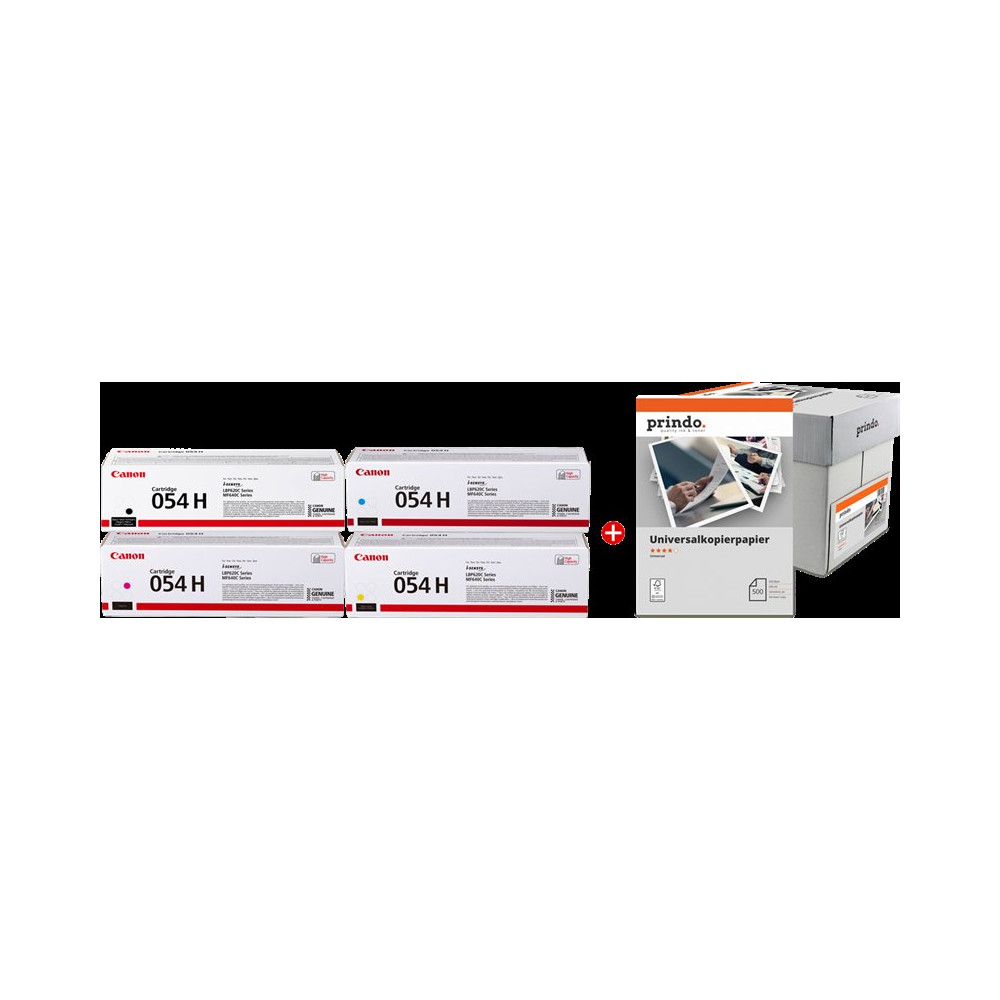 Canon 054H MCVP nero / ciano / magenta / giallo Value Pack (+ Prindo Universal Papier 2500 Blatt)