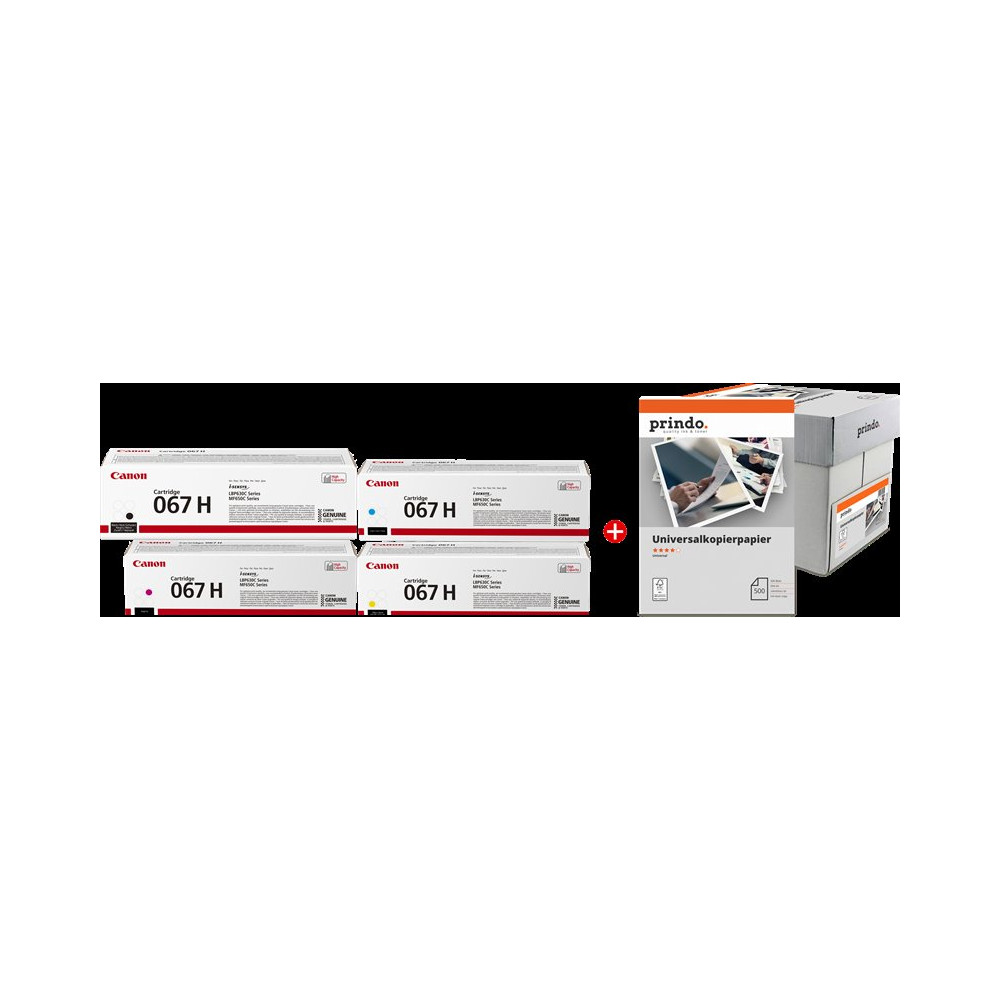Canon 067h MCVP nero / ciano / magenta / giallo Value Pack (+ Prindo Universal Papier 2500 Blatt)