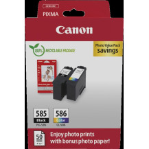 Canon PG-585+CL586 nero / ciano / magenta / giallo Value Pack (+ 10x15 cm Fotopapier 50 Blatt)