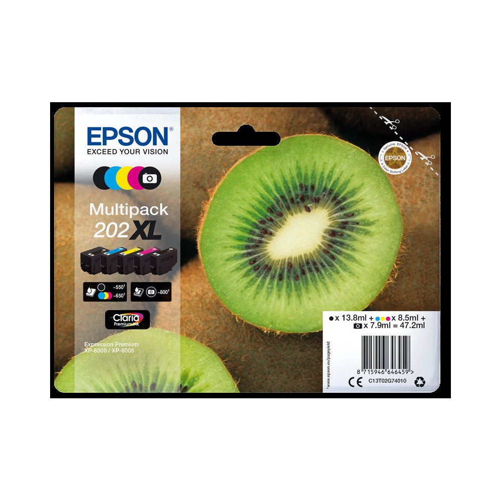 Epson 202XL Multipack nero / Nero (Foto) / ciano / magenta / giallo (C13T02G74010)